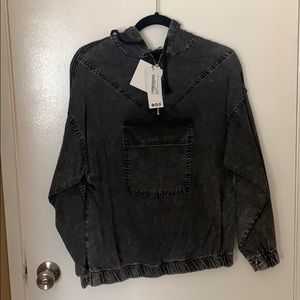 Denim hoodie with zip up (black)